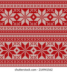  Christmas seamless pattern ornament on the wool knitted texture. Vector illustration