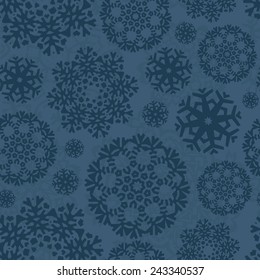Christmas seamless pattern with ornamental snowflakes made in vector. Xmas texture. Graphical holiday background for invitations.