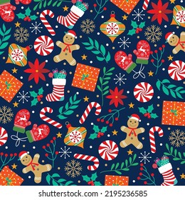 Christmas seamless pattern with christmas ornaments