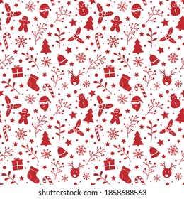 Christmas seamless pattern with ornaments. Vector