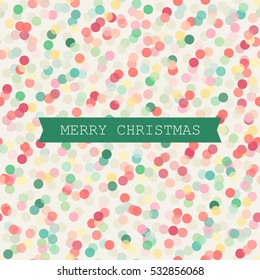 Christmas Seamless Pattern With Pastel Colored Polka Dots And Ribbon With Greetings 