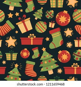 Christmas seamless pattern, pastel palette, vector illustration, classic, cute
