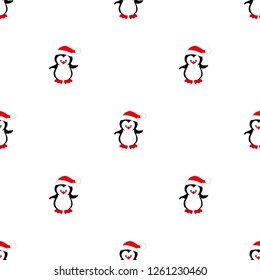 Christmas seamless pattern with penguin
