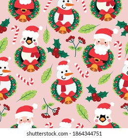 Patrón ininterrumpido de Navidad con pingüino y snowman