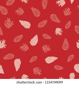 Christmas seamless pattern of pine cones.