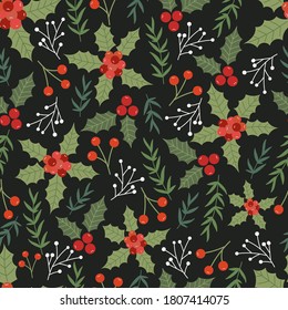Christmas seamless pattern with Pine tree.Holiday background.