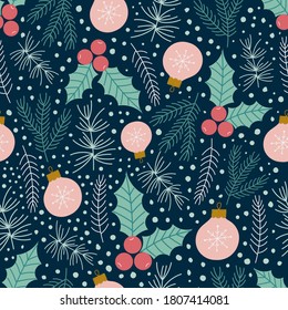 Christmas seamless pattern with Pine tree.Holiday background.