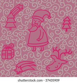 Christmas seamless pattern in pink