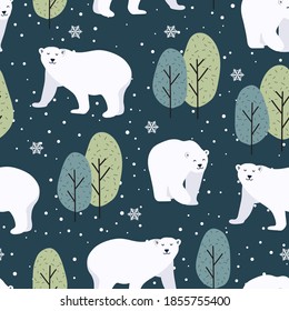 Patrón de Navidad sin fisuras con fondo de oso polar, Patrón de invierno con ciervo y zorro, papel de envoltura, saludos de invierno, antecedentes de página web, tarjetas de felicitación de Navidad y Año Nuevo