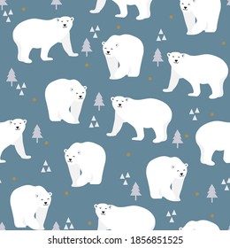 Patrón de Navidad sin costuras con fondo de oso polar, Patrón de invierno con oso blanco, papel de envoltura, saludos de invierno, fondo de página web, tarjetas de felicitación de Navidad y Año Nuevo