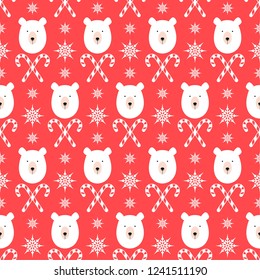 Christmas seamless pattern with polar bears. Background for design and decoration textile, covers, package, wrapping paper.