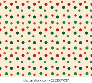 Christmas seamless pattern. Polka dot template. Retro background. New year wallpaper. Wrapping paper. Vector illustration. 