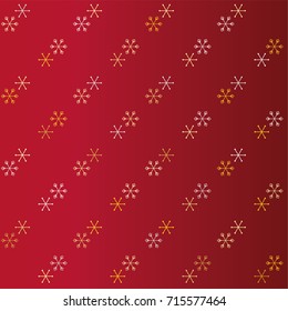 Christmas seamless pattern with random scatter falling golden snowflakes isolated on a red gradient background
