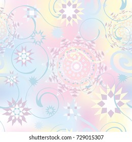 Christmas seamless pattern with random scatter falling snowflakes on a light background.