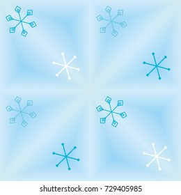 Christmas seamless pattern with random scatter falling blue snowflakes on a blue background.