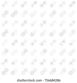 Christmas seamless pattern with random scatter falling silver snowflakes isolated on white.