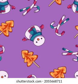 Christmas seamless pattern. Red and Gold wrapping paper. Happy New Year Wallpaper. Fabric print. Winter Background for Wedding and Festival.Cute New Year Children's Cartoon Pattern for Kids