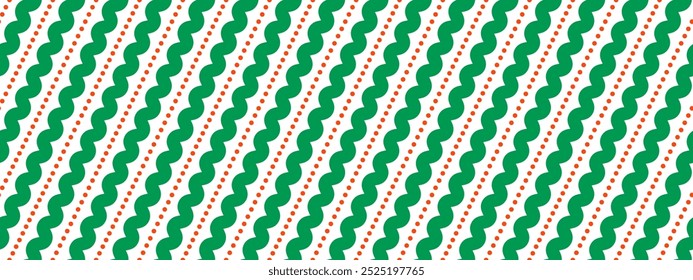 Natal padrão sem emenda. Plano de fundo da faixa de onda diagonal vermelha e verde. Candy cana repetida decoração papel de parede. Fundo de presente de feriado de inverno. Xmas hortelã-pimenta presente embrulhando impressão. Vetor