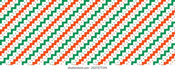 Christmas seamless pattern. Red and green diagonal zigzag and dots stripe background. Candy cane repeating decor wallpaper. Christmas peppermint present wrap print. Vector winter holiday gift backdrop