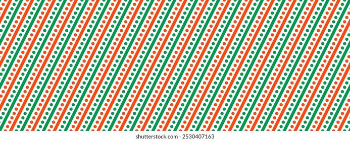 Christmas seamless pattern. Red and green diagonal straight dotted stripe background. Candy cane repeated decor wallpaper. Christmas peppermint present wrap print. Vector winter holiday gift backdrop