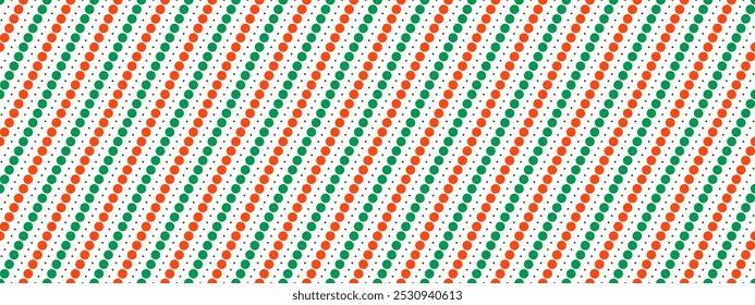 Christmas seamless pattern. Red green diagonal dotted stripe background. Candy cane repeating decoration wallpaper. Winter holiday gift backdrop. Christmas peppermint present wrap paper print. Vector