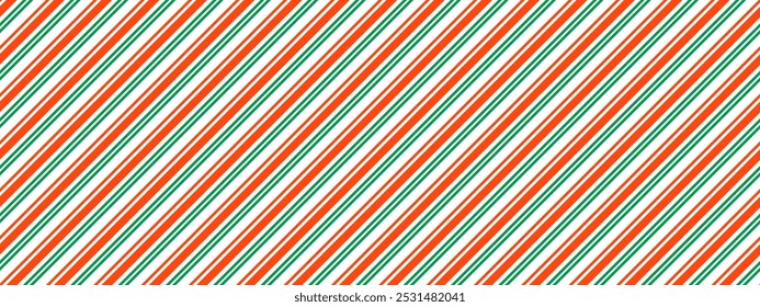 Navidades sin patrón. Fondo de franja punteada diagonal verde rojo. Bastón de caramelo que repite el Fondo de pantalla de la decoración. Fondo de regalo de vacaciones de invierno. Navidades de menta presente papel de regalo. Vector