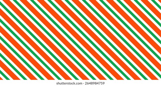 Christmas seamless pattern. Red and green diagonal stripes background. Candy cane repeating decoration wallpaper. Winter holiday lines backdrop. Xmas peppermint present wrapping print design. Vector