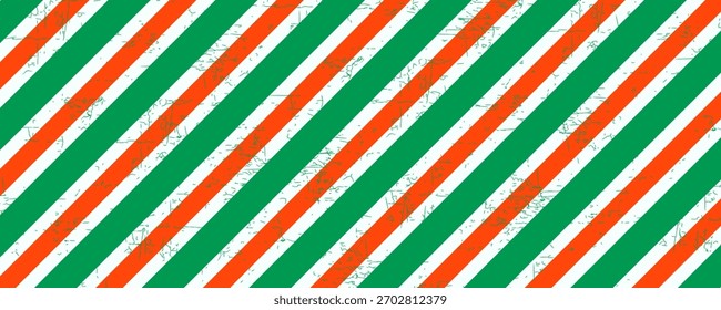 Christmas seamless pattern. Red and green diagonal stripes background. Candy cane repeating decoration wallpaper. Winter holiday lines backdrop. Xmas peppermint present wrapping print design. Vector