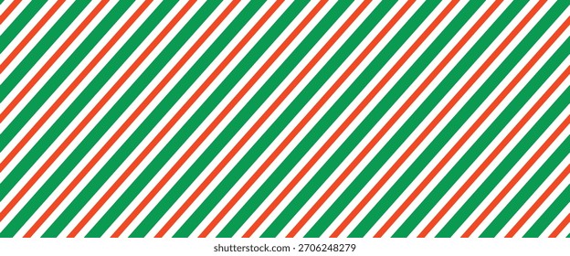 Christmas seamless pattern. Red and green diagonal stripes background. Candy cane repeating decoration wallpaper. Winter holiday lines backdrop. Xmas peppermint present wrapping print design. Eps10

