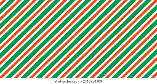 Christmas seamless pattern. Red and green diagonal stripes background. Candy cane repeating decoration wallpaper. Winter holiday lines backdrop. Xmas peppermint present wrapping print design. Vector