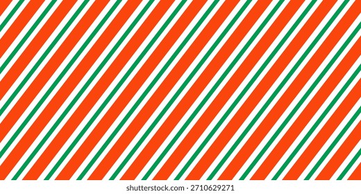 Navidades sin patrón. Fondo de rayas diagonales rojas y verdes. Bastón de caramelo que repite el Fondo de pantalla de la decoración. Fondo de líneas de vacaciones de invierno. Vector