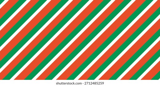 Navidades sin patrón. Fondo de rayas diagonales rojas y verdes. Bastón de caramelo que repite el Fondo de pantalla de la decoración. Fondo de líneas de vacaciones de invierno moderno