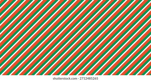 Navidades sin patrón. Fondo de rayas diagonales rojas y verdes. Bastón de caramelo que repite el Fondo de pantalla de la decoración. Fondo de líneas de vacaciones de invierno abstracto moderno