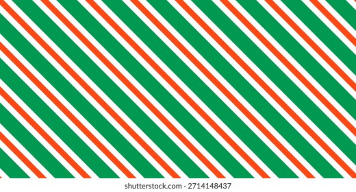 Weihnachten nahtloses Muster. Rote und grüne diagonale Streifen Hintergrund. Candy Zuckerrohr wiederholende Dekoration Tapete. Winter-Urlaubslinien Hintergrund. Xmas Pfefferminze präsentieren Umhüllung Druckdesign. Vektorgrafik