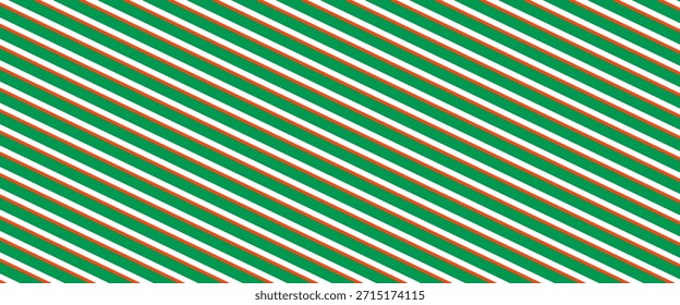 Navidades sin patrón. Fondo de rayas diagonales rojas y verdes. Bastón de caramelo que repite el Fondo de pantalla de la decoración. Fondo de líneas de vacaciones de invierno. Diseño de impresión de envoltura de regalo de menta de Navidad. Vector