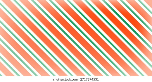 Christmas seamless pattern. Red and green diagonal stripes background. Candy cane repeating decoration wallpaper. Winter holiday lines backdrop