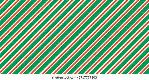 Navidades sin patrón. Fondo de rayas diagonales rojas y verdes. Bastón de caramelo que repite el Fondo de pantalla de la decoración. Fondo de líneas de vacaciones de invierno. Vector