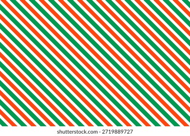 Navidades sin patrón. Fondo de rayas diagonales rojas y verdes. Bastón de caramelo que repite el Fondo de pantalla de la decoración. Fondo de líneas de vacaciones de invierno. Diseño de impresión de envoltura de regalo de menta de Navidad. Vector
