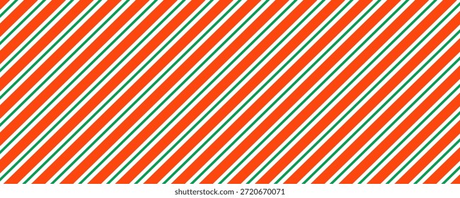 Navidades sin patrón. Fondo de rayas diagonales rojas y verdes. Bastón de caramelo que repite el Fondo de pantalla de la decoración. Fondo de líneas de vacaciones de invierno. Paquete de menta de Navidad que envuelve el diseño de impresión. Vector