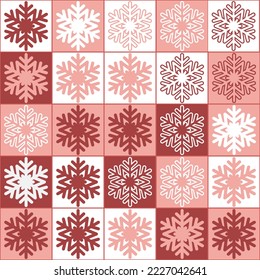Patrón ininterrumpido de Navidad, fondo festivo de año nuevo de color blanco rojo para el diseño decorativo. Papel de envoltura de regalo de Navidad, ilustración cuadrada vectorial