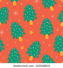 Christmas seamless pattern. Red christmas. Winter seamless pattern. Winter pattern, Christmsa tree pattern. Christmas tree. Christmas background