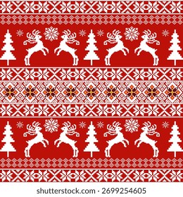 Christmas seamless pattern with reindeer.