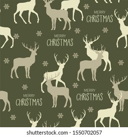 Christmas seamless pattern with reindeer background, Winter pattern with reindeer, wrapping paper, pattern fills, winter greetings, web page background, Christmas and New Year greeting cards