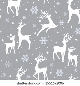 Christmas seamless pattern with reindeer background, Winter pattern with reindeer, wrapping paper, pattern fills, winter greetings, web page background, Christmas and New Year greeting cards
