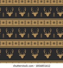 Weihnachtsnahtloses Muster mit Rentierhintergrund, Wintermuster mit Hirsch, Packpapier, Wintergruß, Webseitenhintergrund, Weihnachts- und Neujahrskarten
