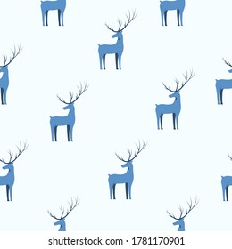 Christmas seamless pattern with reindeer. Invitation card background for winter holiday with stag. Vector isolated texture for xmas wrapping paper.