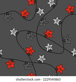 Christmas seamless pattern in retro cartoon style. Perfect for wallpaper, wrapping paper, pattern fills, winter greetings, web page background, Christmas and New Year greeting cards