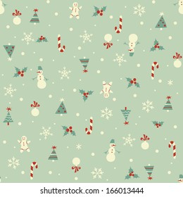 Christmas seamless pattern in retro style
