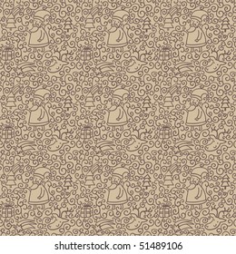 Christmas seamless pattern in retro style