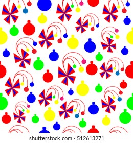 Christmas seamless pattern ribbon Christmas balls 
